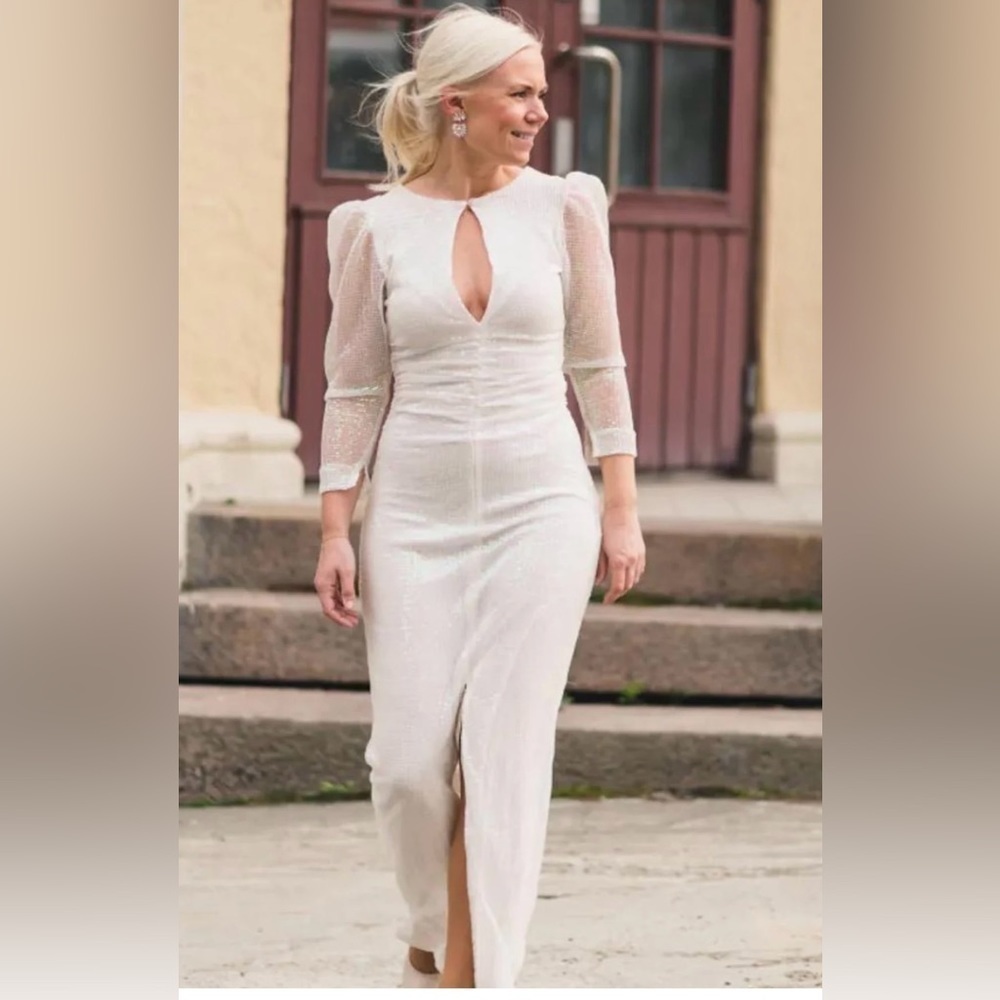 ByTimo Sequins Maxi Dress - reversible long sleeves maxi sequin Off White large